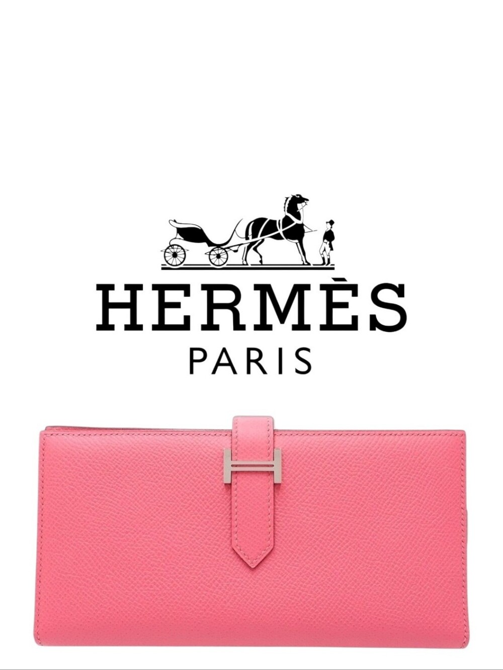 NIB Hermès Purse Bearn Soufflet Wallet Epsom BARBIE Pink CORAL HERMES MSRP$3,800